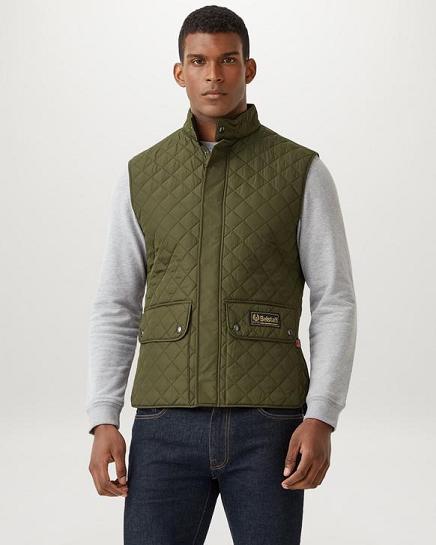 Gilet Belstaff Homme Waistcoat Vert Olive Nylon France CQ9486372